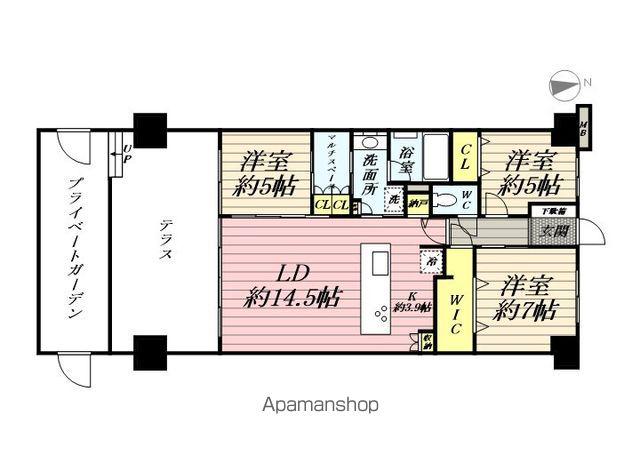 ヴェレーナ横浜戸塚グランラルジュ(3LDK/1階)の間取り写真