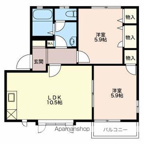 DIAS OANA C棟(2LDK/2階)の間取り写真