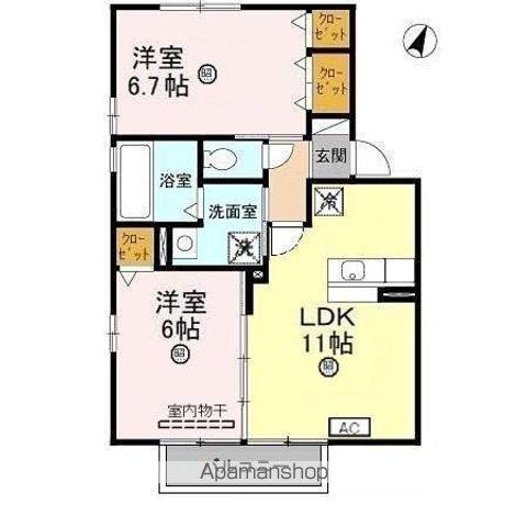 クレール森田A(2LDK/2階)の間取り写真