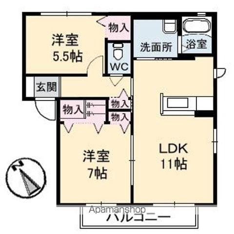 チャウハウス(2LDK/1階)の間取り写真