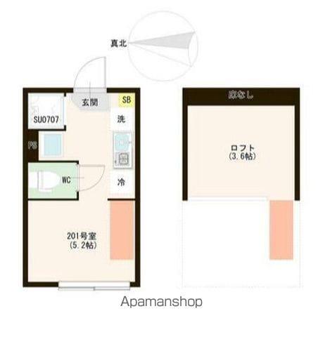  富士見台三丁目6(ワンルーム/2階)の間取り写真