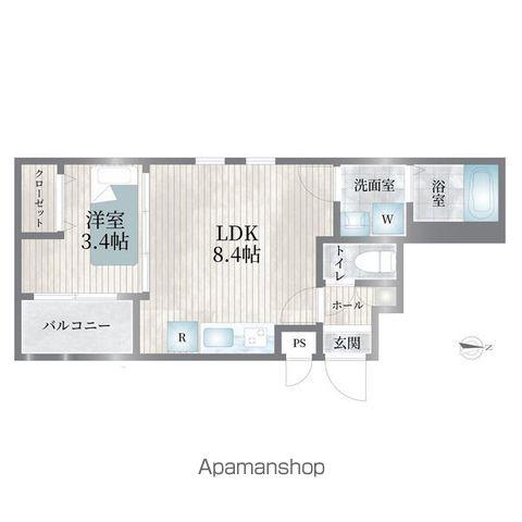 CHERIM志賀本通Ⅲサウス(1LDK/2階)の間取り写真
