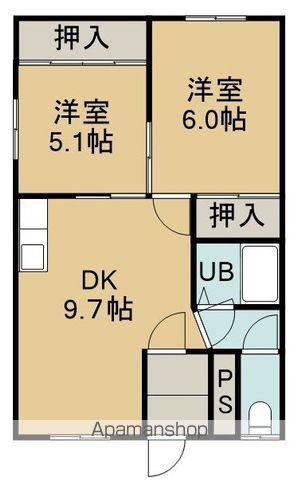 ハレーマンション(2DK/2階)の間取り写真
