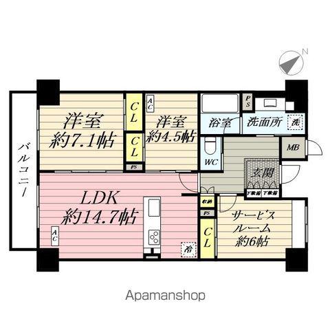 クラシアム神奈川台場(2SLDK/7階)の間取り写真