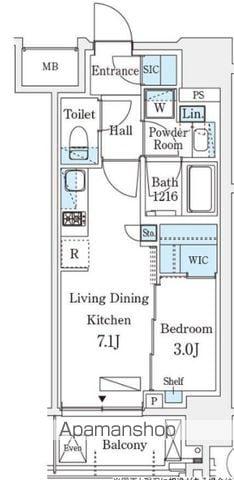 シーズンフラッツ浅草六丁目(1DK/2階)の間取り写真
