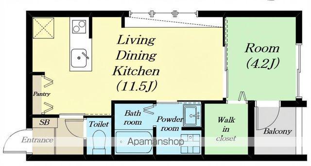 東海道本線 河瀬駅 徒歩4分 2階建 築1年(1LDK/1階)の間取り写真