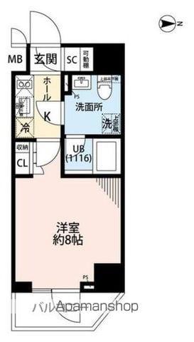 プレール・ドゥーク住吉Ⅳ(1K/2階)の間取り写真