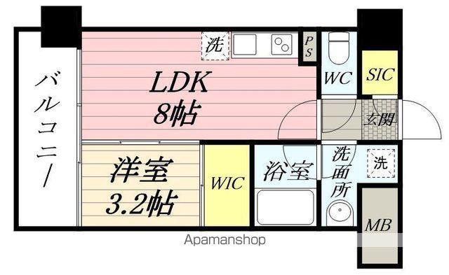 デュオフラッツ仙台木町通リネア(1LDK/3階)の間取り写真