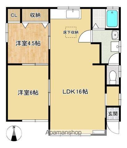 石巻線 渡波駅 徒歩25分 1階建 築26年(2LDK)の間取り写真