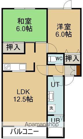 トータス西桔梗B棟(2LDK/2階)の間取り写真