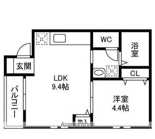 道場北2丁目(1LDK/1階)の間取り写真