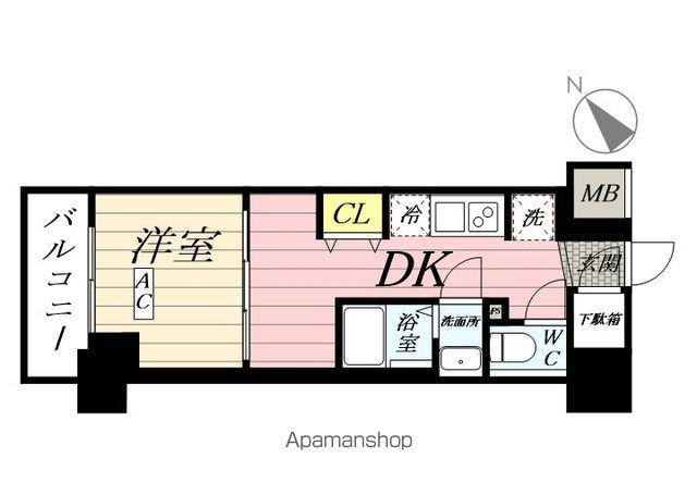 エステムコート横濱反町(1DK/6階)の間取り写真