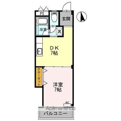 カナルシャトーD7(1DK/1階)の間取り写真