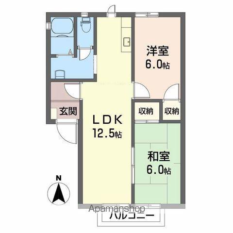 ヴェルディ白石 A棟(2LDK/2階)の間取り写真