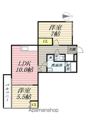 サンシャイン二本木B棟(2LDK/3階)の間取り写真