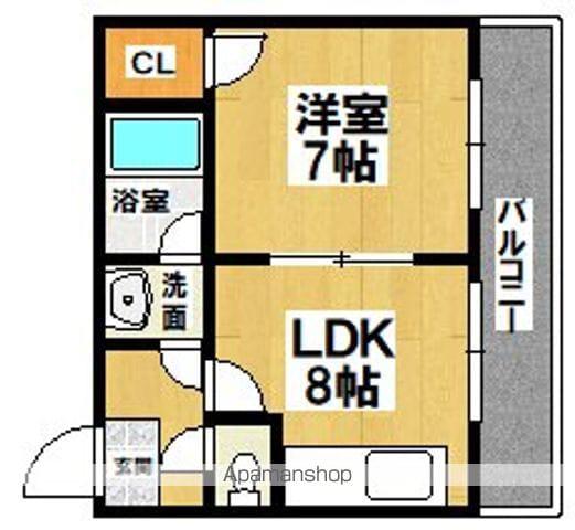 サンフラワー遠里小野(1LDK/4階)の間取り写真