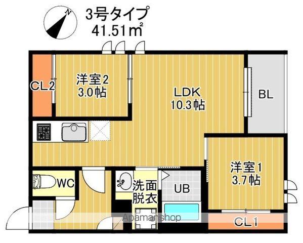 REGALEST MAPLE 千早(2LDK/3階)の間取り写真
