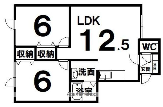 エーコー弟子屈Ⅲ(2LDK/2階)の間取り写真