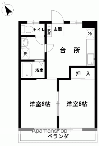 ベルハイム(2DK/1階)の間取り写真