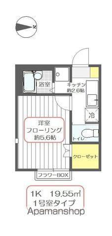 シーダベルクD(1K/2階)の間取り写真