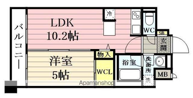 MFPRコート晩翠通(1LDK/7階)の間取り写真