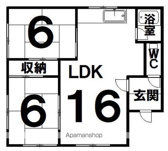 根室本線 武佐駅(北海道) 徒歩54分 2階建 築37年(2LDK/1階)の間取り写真