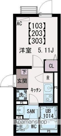 IXO町屋Ⅱ(1K/3階)の間取り写真