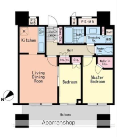 パークコート千代田富士見ザ タワー(2LDK/8階)の間取り写真