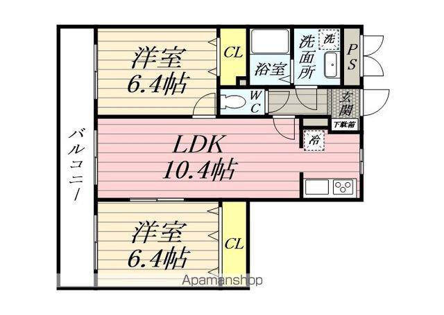 ビアーレ(2LDK/1階)の間取り写真