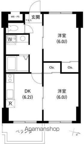 サンセゾンI(2LDK/2階)の間取り写真