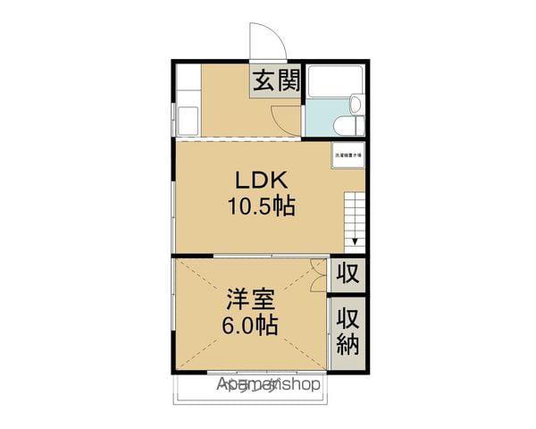 寺沢アパート(1LDK/2階)の間取り写真