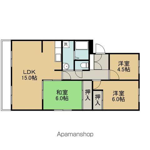 第2日の出ハイツ(3LDK/5階)の間取り写真
