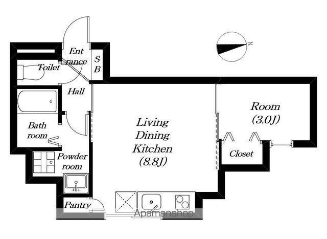 草津市東矢倉PJ(1LDK/2階)の間取り写真