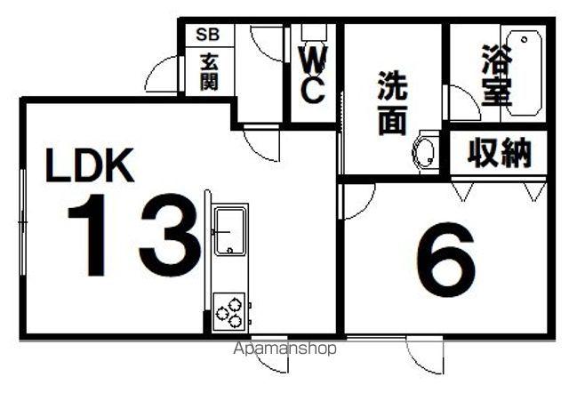 ハイランド(1LDK/1階)の間取り写真
