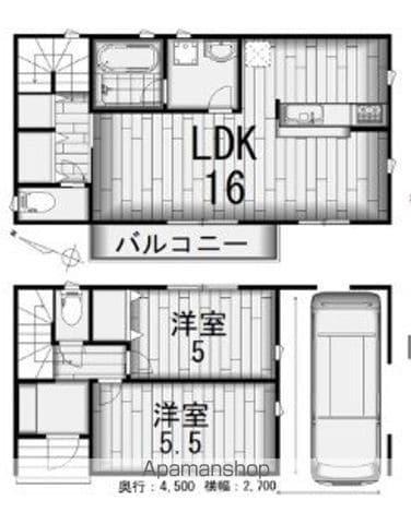 東武鉄道野田線 豊四季駅 徒歩9分 2階建 築1年(2LDK)の間取り写真