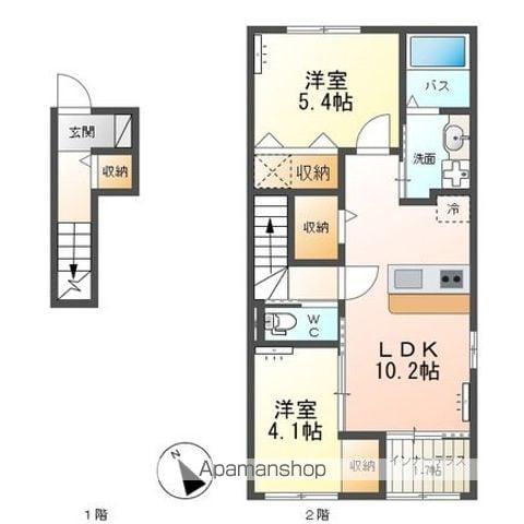 CRAISB(2LDK/2階)の間取り写真