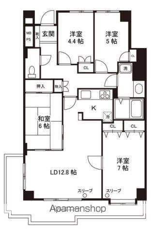 コスモ南柏(4LDK/2階)の間取り写真