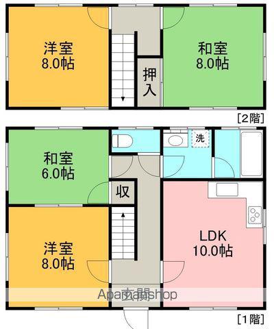 土讃線 土佐大津駅 徒歩12分 2階建 築42年(4LDK)の間取り写真