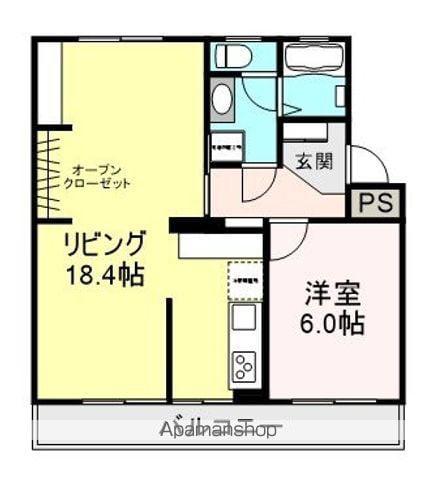 オレンジハイツ赤岩(1LDK/4階)の間取り写真