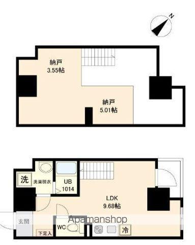 MODERN PALAZZO天神東グランM(1LDK/5階)の間取り写真