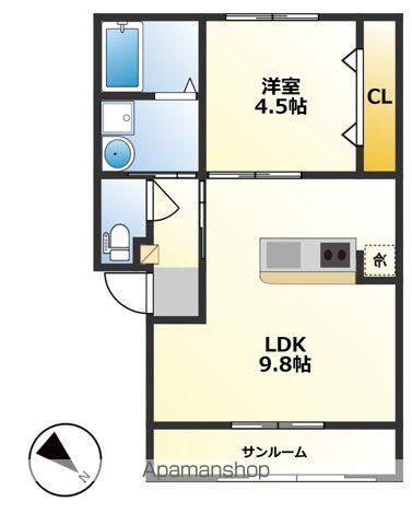 レーベンルーエ(1LDK/1階)の間取り写真