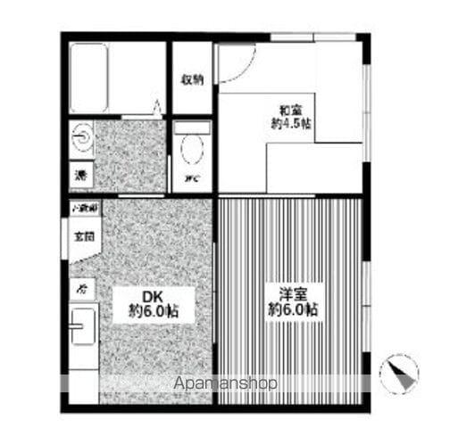 エバーグリーン(2DK/2階)の間取り写真