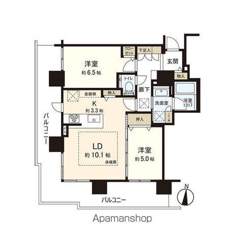 ブランズタワーアイム札幌大通公園(2LDK/2階)の間取り写真