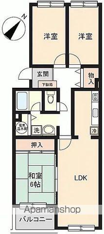 伏見ハウス(3LDK/1階)の間取り写真