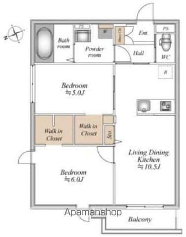 ザ・フォレスト立川(2LDK/2階)の間取り写真