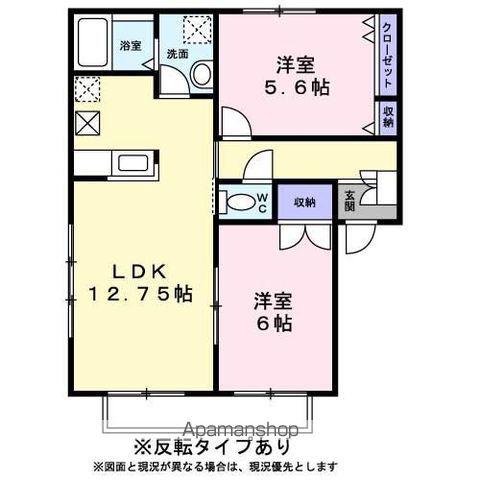 ジュノーⅡ(2LDK/1階)の間取り写真