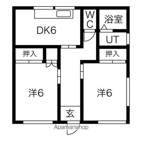 東海道本線 浜松駅 バス乗車時間：47分 新都田二丁目バス停で下車 徒歩18分 1階建 築47年(2DK)の間取り写真