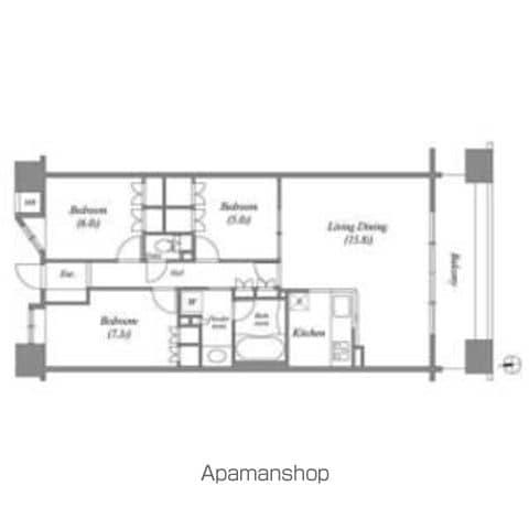 エスティメゾン東白壁(3LDK/4階)の間取り写真