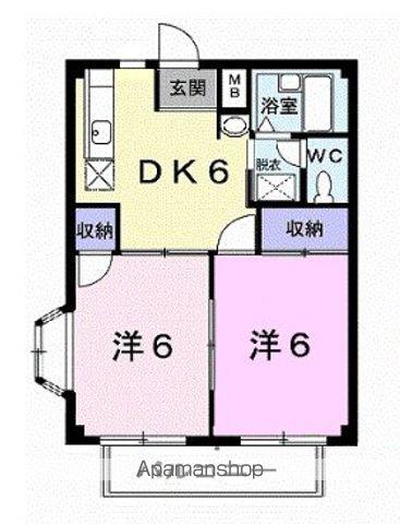 パールハイツD(2DK/2階)の間取り写真