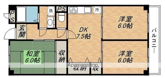 グリーンハイツ・シャトー(3DK/1階)の間取り写真
